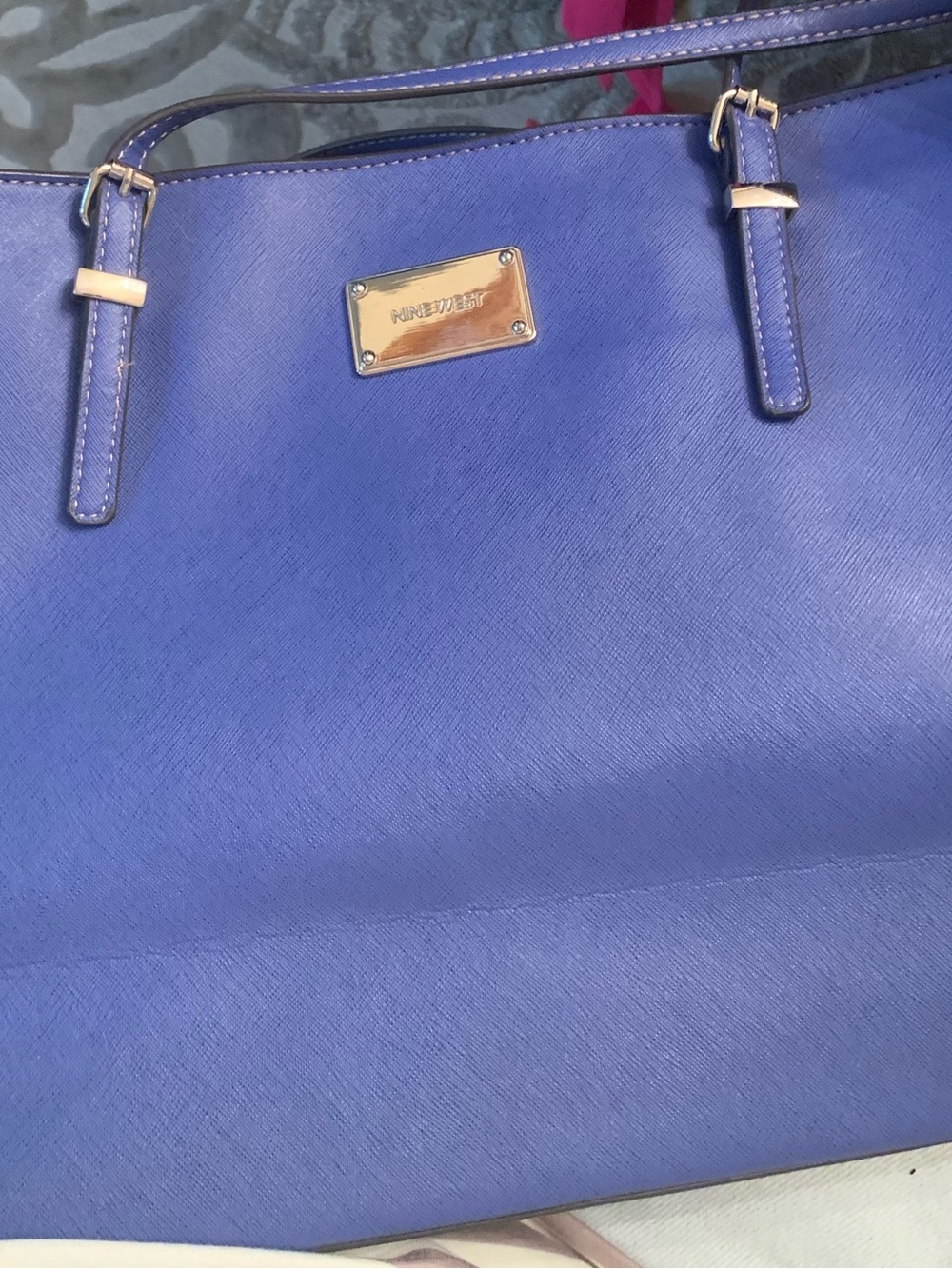 Nine West Violet Saffiano Tote with Gold Plate